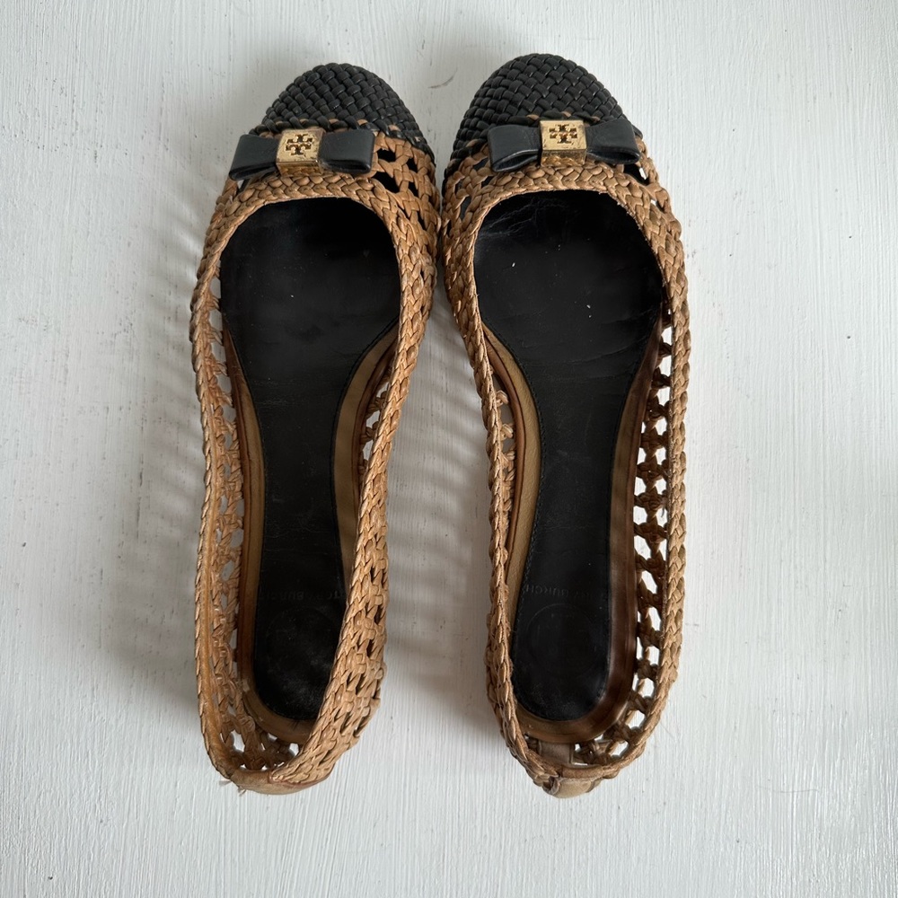 Tory Burch Carlyle Woven Leather Ballerina Flat - Picture 7 of 7